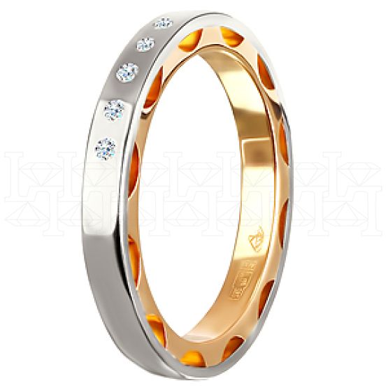 Фото - Кольцо двойное из бело-рыжего золота с бриллиантами из коллекции "Двойные обручальные кольца" R3865-4776 (242)