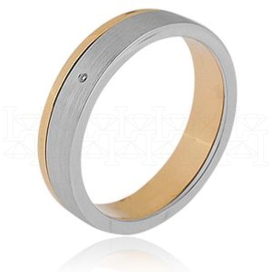 Фото - Кольцо двойное из цветного золота с бриллиантом из коллекции "Двойные обручальные кольца" VDR.A2714 (242)