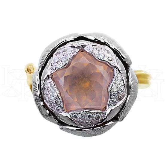 Фото - Кольцо из цветного золота с кварцем и бриллиантами из коллекции "Забава" R5395-6446 (716)
