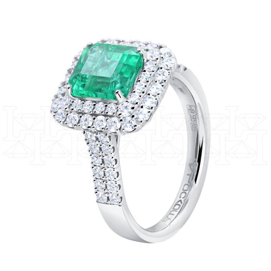 Фото - Кольцо из белого золота с изумрудом и бриллиантами из коллекции "580" R10119-16255 (580)