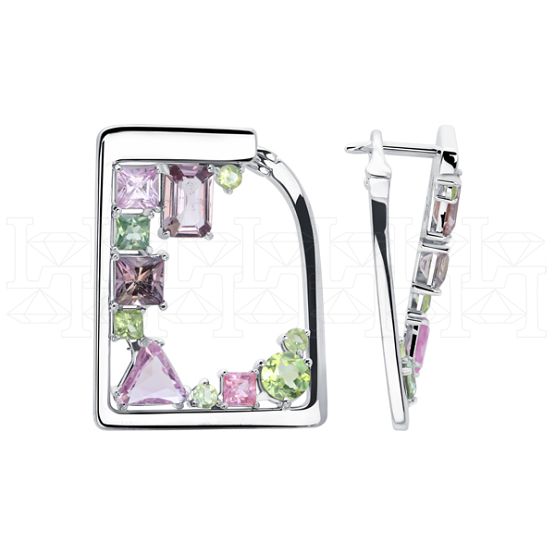 Фото - Серьги из белого золота с цветными сапфирами из коллекции "Акварель" E8794-14980 (420)