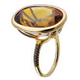 Кольцо из желтого золота с сапфирами из коллекции "Акварель" R7787-10737 (420)