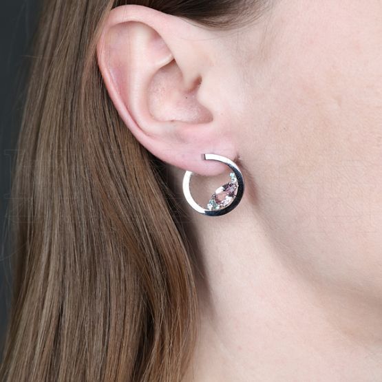 Фото - Серьги конго из белого золота с морганитами из коллекции "Акварель" E10264-16363 (420)