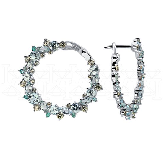 Фото - Серьги конго из белого золота с аквамаринами из коллекции "Акварель" E10029-15714 (420)
