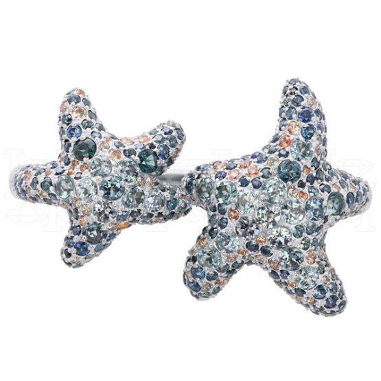 Фото - Кольцо из белого золота с цветными сапфирами R9914-15392 (453)