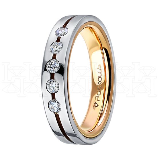 Фото - Кольцо из бело-рыжего золота с бриллиантами из коллекции "Обручальные кольца с дорожкой" R3858-4768 (241)