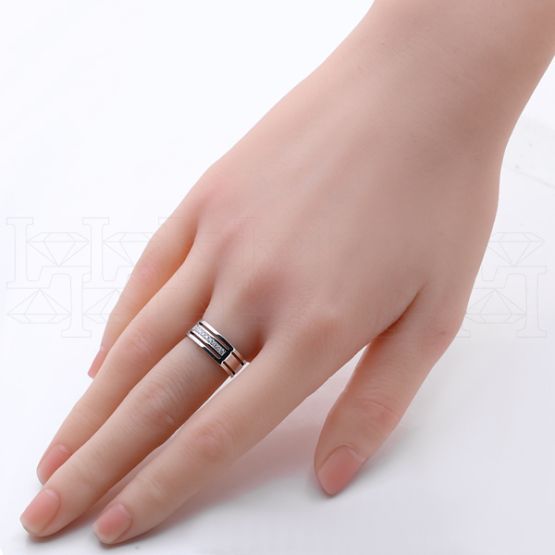 Фото - Кольцо из белого золота с бриллиантами из коллекции "Парные обручальные кольца" R2376-3184 (210)