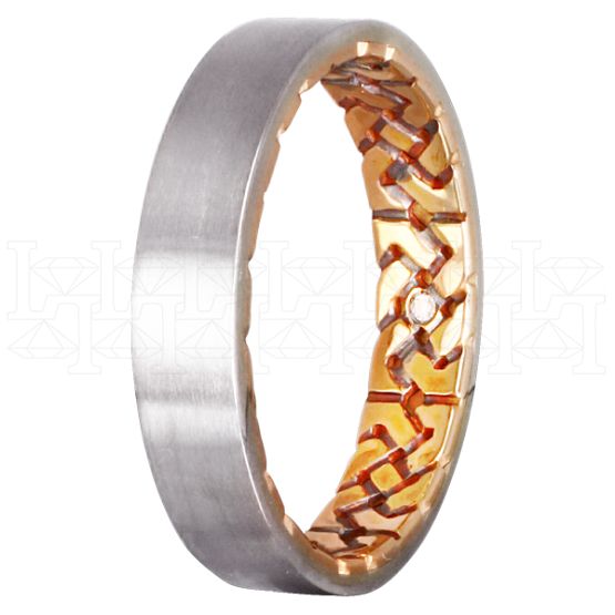 Фото - Кольцо обручальное из цветного золота с бриллиантом из коллекции "Парные обручальные кольца" R4121-4775 (210)