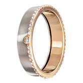 Кольцо обручальное из бело-рыжего золота с бриллиантами из коллекции "Двойные обручальные кольца" R3994-4745 (242)