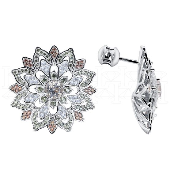 Фото - Серьги пуссеты из белого золота с бериллами и бриллиантами из коллекции "786" G10079-15834 (786)