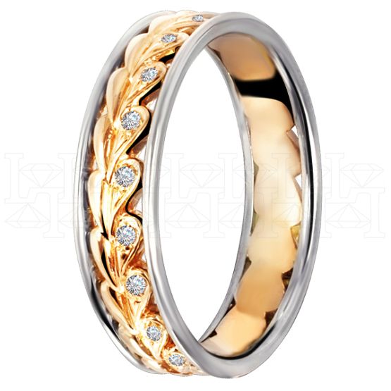 Фото - Кольцо обручальное из цветного золота с бриллиантами из коллекции "Обручальные кольца с дорожкой" R3226-4758 (241)