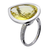 Кольцо из белого золота с цитрином и бриллиантами из коллекции "Акварель" R7040-9660 (420)