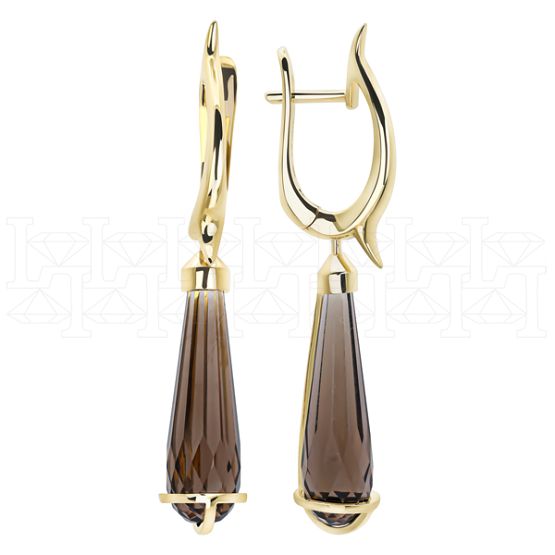 Фото - Серьги из желтого золота с кварцем из коллекции "Акварель" E8874-16183 (420)