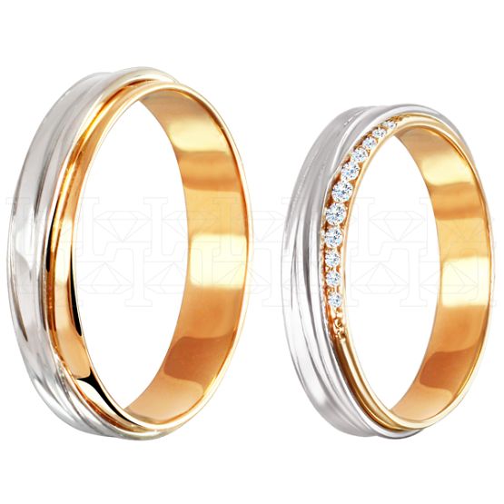 Фото - Кольцо обручальное из рыже-белого золота из коллекции "Парные обручальные кольца" R4147-4929 (210)