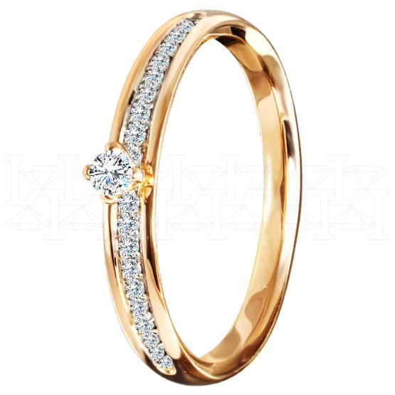 Фото - Кольцо из рыжего золота с бриллиантом из коллекции "Обручальные кольца с дорожкой" R3220-4235 (241)