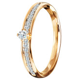 Кольцо из рыжего золота с бриллиантом из коллекции "Обручальные кольца с дорожкой" R3220-4235 (241)