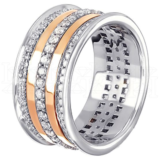 Фото - Кольцо обручальное из белого золота с бриллиантами из коллекции "Обручальные кольца с дорожкой" R3747-5059 (241)