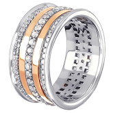 Кольцо обручальное из белого золота с бриллиантами из коллекции "Обручальные кольца с дорожкой" R3747-5059 (241)