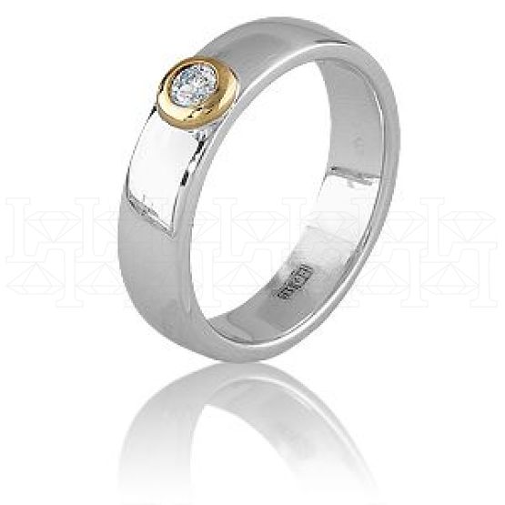Фото - Кольцо обручальное из белого золота с бриллиантом из коллекции "Обручальные кольца с  одним бриллиантом" VDR.A0577 (243)