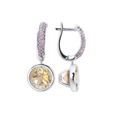 Серьги из белого золота с цитрином из коллекции "Акварель" E8008-16266 (420)