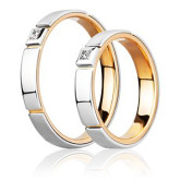 Кольцо обручальное из цветного золота с бриллиантом из коллекции "Парные обручальные кольца" VDR.A2540 (210)