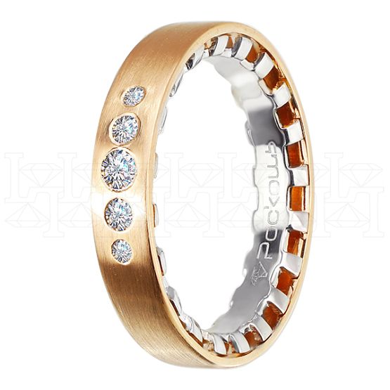 Фото - Кольцо обручальное из рыже-белого золота с бриллиантами из коллекции "Парные обручальные кольца" R4703-5680C (210)