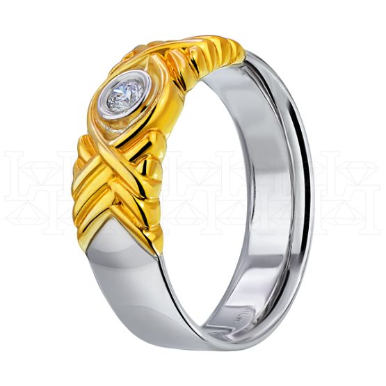 Фото - Кольцо обручальное из рыжего золота с бриллиантом из коллекции "Обручальные кольца с  одним бриллиантом" R2501-3181 (243)