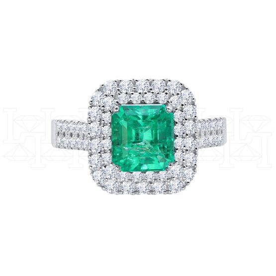 Фото - Кольцо из белого золота с изумрудом и бриллиантами из коллекции "580" R10119-16255 (580)