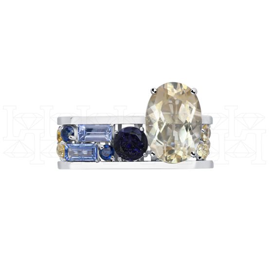 Фото - Кольцо квадратное из белого золота с цитрином из коллекции "Город порт" R10236-16200 (451)