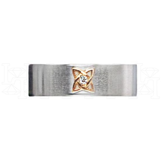 Фото - Кольцо обручальное из бело-рыжего золота с бриллиантом из коллекции "Парные обручальные кольца" R4145-4936C (210)