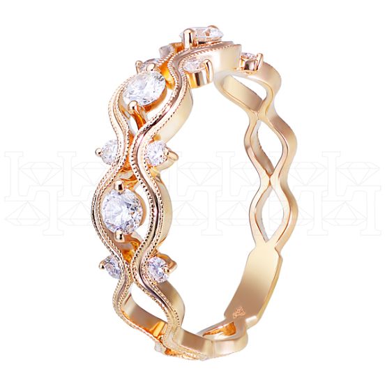 Фото - Кольцо из рыжего золота с бриллиантами из коллекции "Обручальные кольца с дорожкой" R1835-6940 (241)