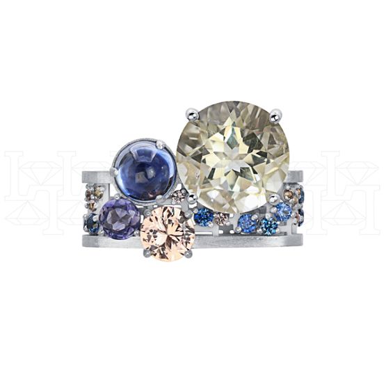 Фото - Кольцо квадратное из белого золота с цитрином из коллекции "Город порт" R10229-16171 (451)