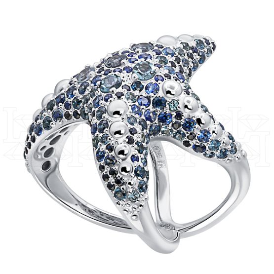 Фото - Кольцо из белого золота с цветными сапфирами R9886-15348 (453)