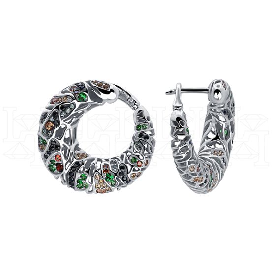 Фото - Серьги конго из белого золота с цветными сапфирами из коллекции "Мутабор" E10071-15864 (762)