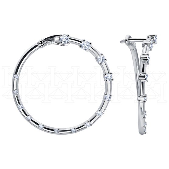 Фото - Серьги конго из белого золота с бриллиантами из коллекции "Чистая линия" E8976-12892 (781)