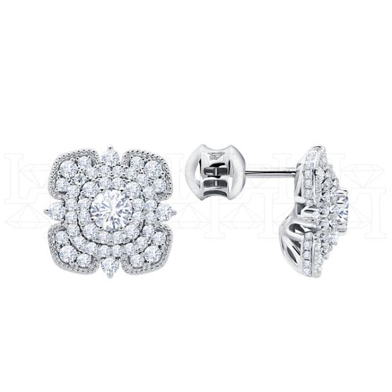 Фото - Серьги пуссеты из белого золота с бриллиантами из коллекции "787" G10241-16212 (787)