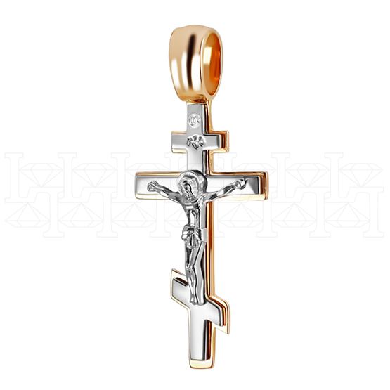 Фото - Подвеска крест из цветного золота с бриллиантом X2199-2571 (181)