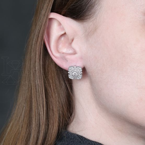 Фото - Серьги пуссеты из белого золота с бриллиантами из коллекции "787" G10241-16212 (787)