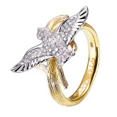 Кольцо из желтого золота с бриллиантами из коллекции "Птички" R4606-5429 (711)