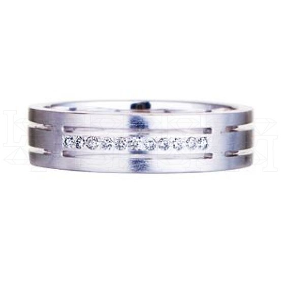Фото - Кольцо обручальное из белого золота с бриллиантами из коллекции "Обручальные кольца с дорожкой" R2225-2436 (241)