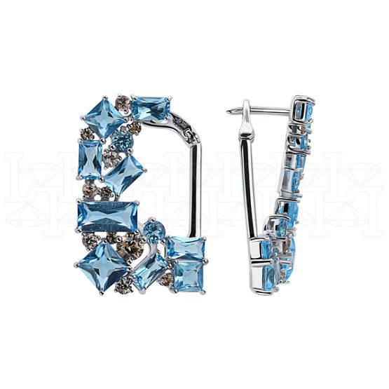 Фото - Серьги из белого золота с топазами из коллекции "Акварель" E10020-15696 (420)