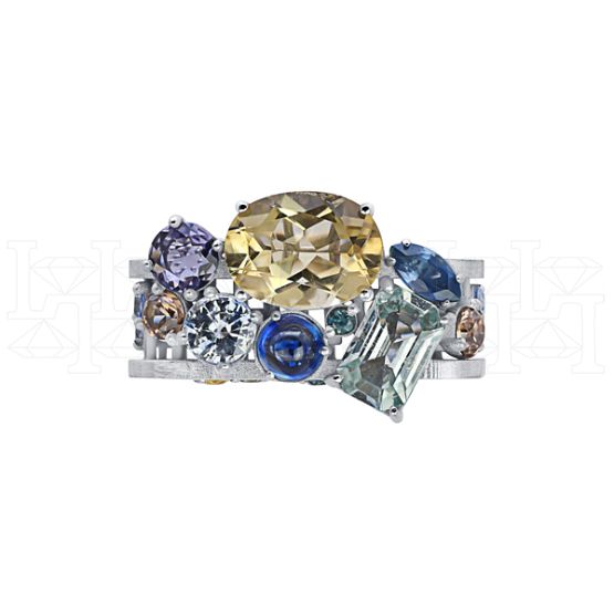 Фото - Кольцо квадратное из белого золота с цитрином из коллекции "Город порт" R10234-16193 (451)