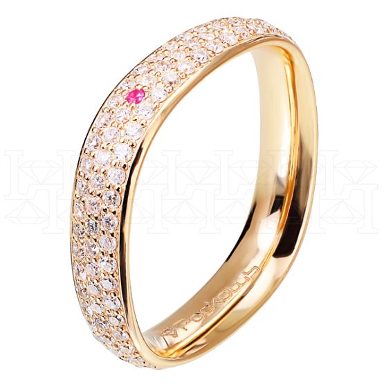 Фото - Кольцо квадратное из белого золота с бриллиантами из коллекции "Обручальные кольца с дорожкой" R4724-6034 (241)