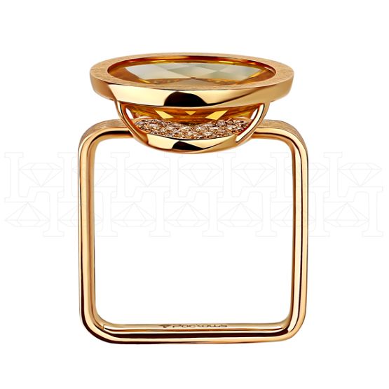 Фото - Кольцо квадратное из рыжего золота с коньячными бриллиантами из коллекции "Серпантин" R7951-10962 (811)