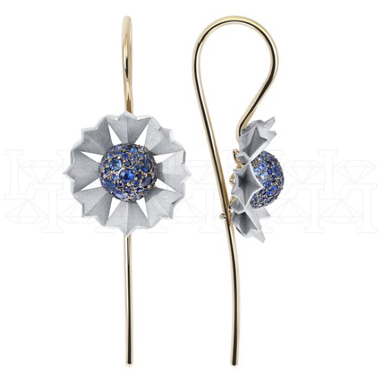 Фото - Серьги из цветного золота с цветными сапфирами из коллекции "Русское поле" E8443-15741 (715)