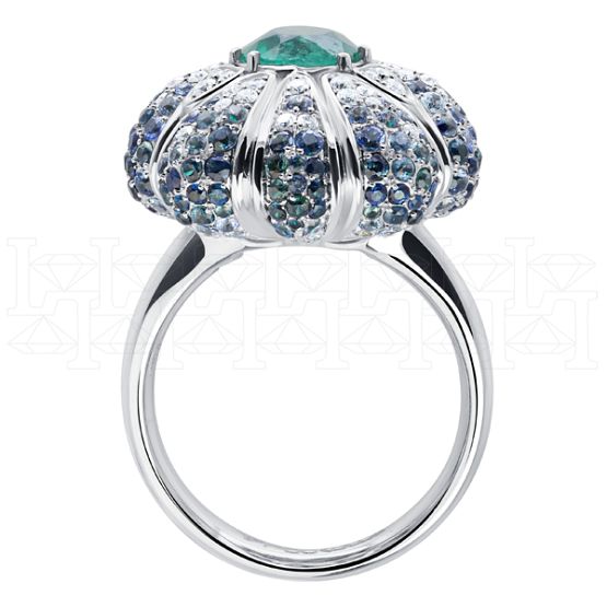 Фото - Кольцо из белого золота с изумрудом и бриллиантами R9949-15505 (453)