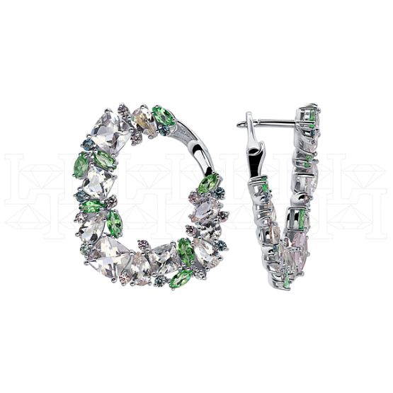 Фото - Серьги конго из белого золота с бериллами из коллекции "Акварель" E10024-15709 (420)