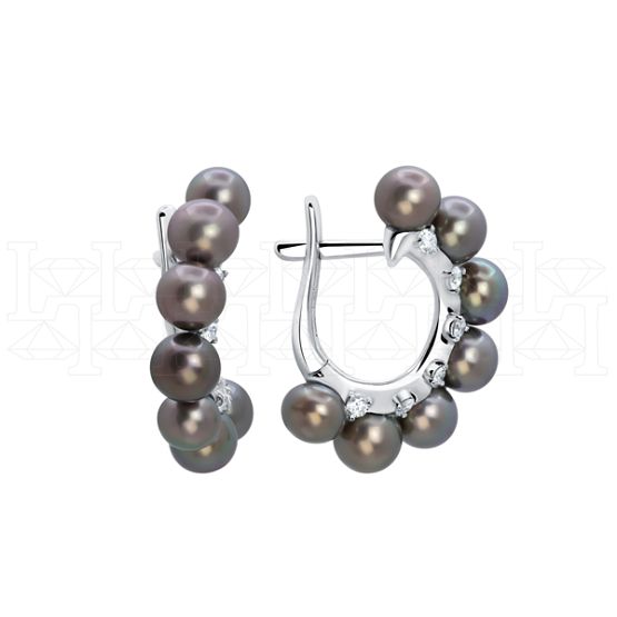 Фото - Серьги из белого золота с жемчугом и бриллиантами из коллекции "Завтрак у Тиффани" E10022-15704 (662)