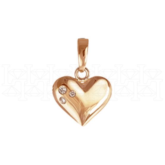 Фото - Подвеска сердце из рыжего золота с бриллиантом P3948-4586 (193)
