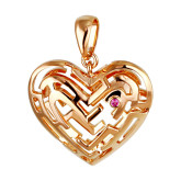 Подвеска сердце из белого золота с рубином P3565-4790 (193)